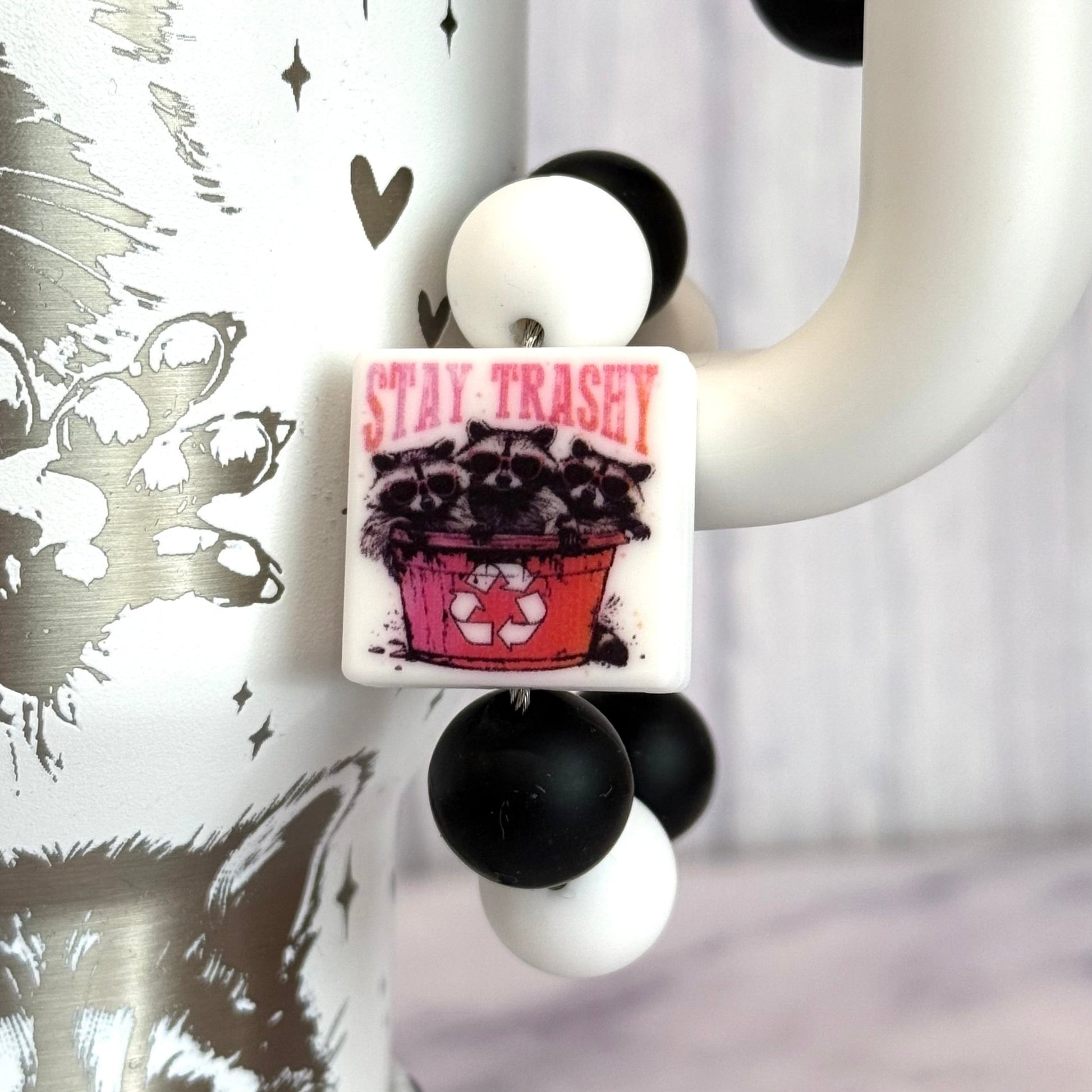 Stay Trashy Raccoon Bracelet - Tumbler Handle Charm - The Nifty Little Finds - Charm - The Nifty Little Finds