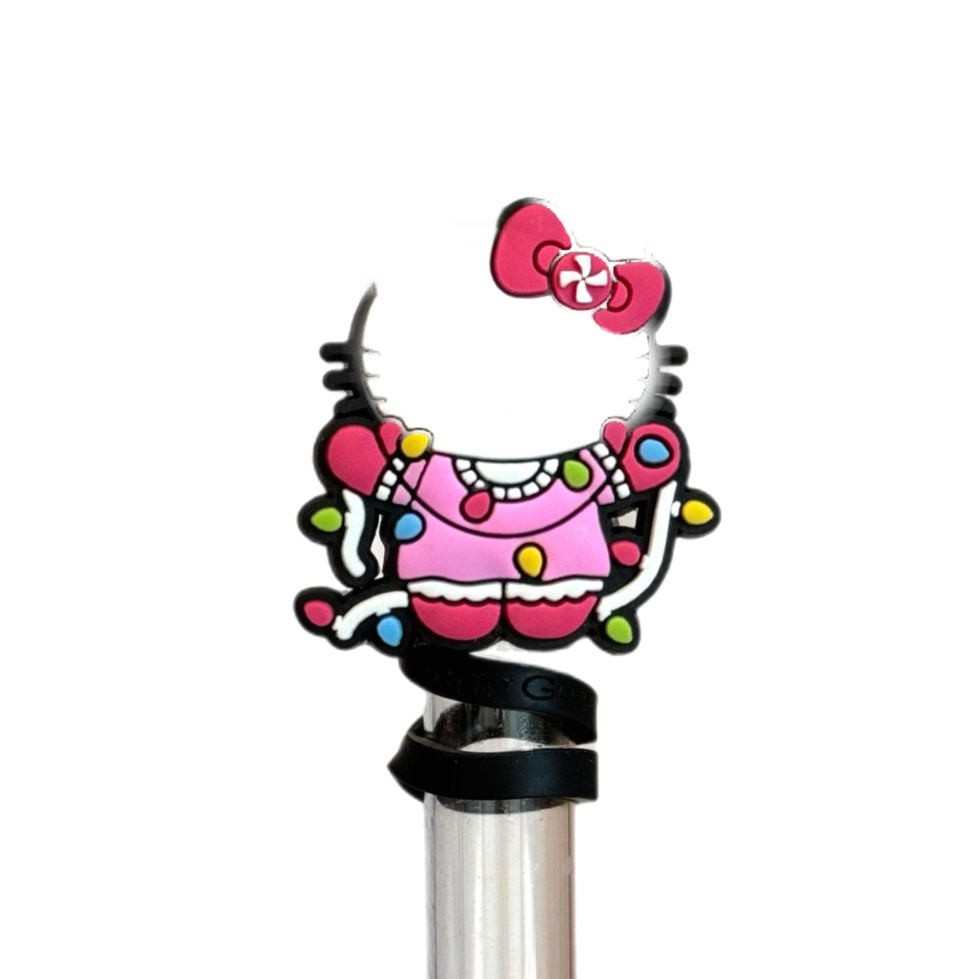 Cute Kitty with Christmas Lights Straw Topper - The Nifty Little Finds - The Nifty Little Finds