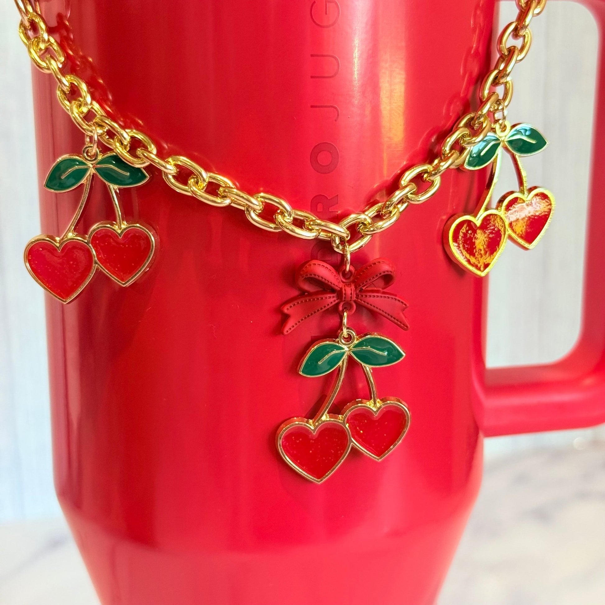 Cherry Love Deluxe Tumbler Charm Necklace - The Nifty Little Finds - Necklace - The Nifty Little Finds