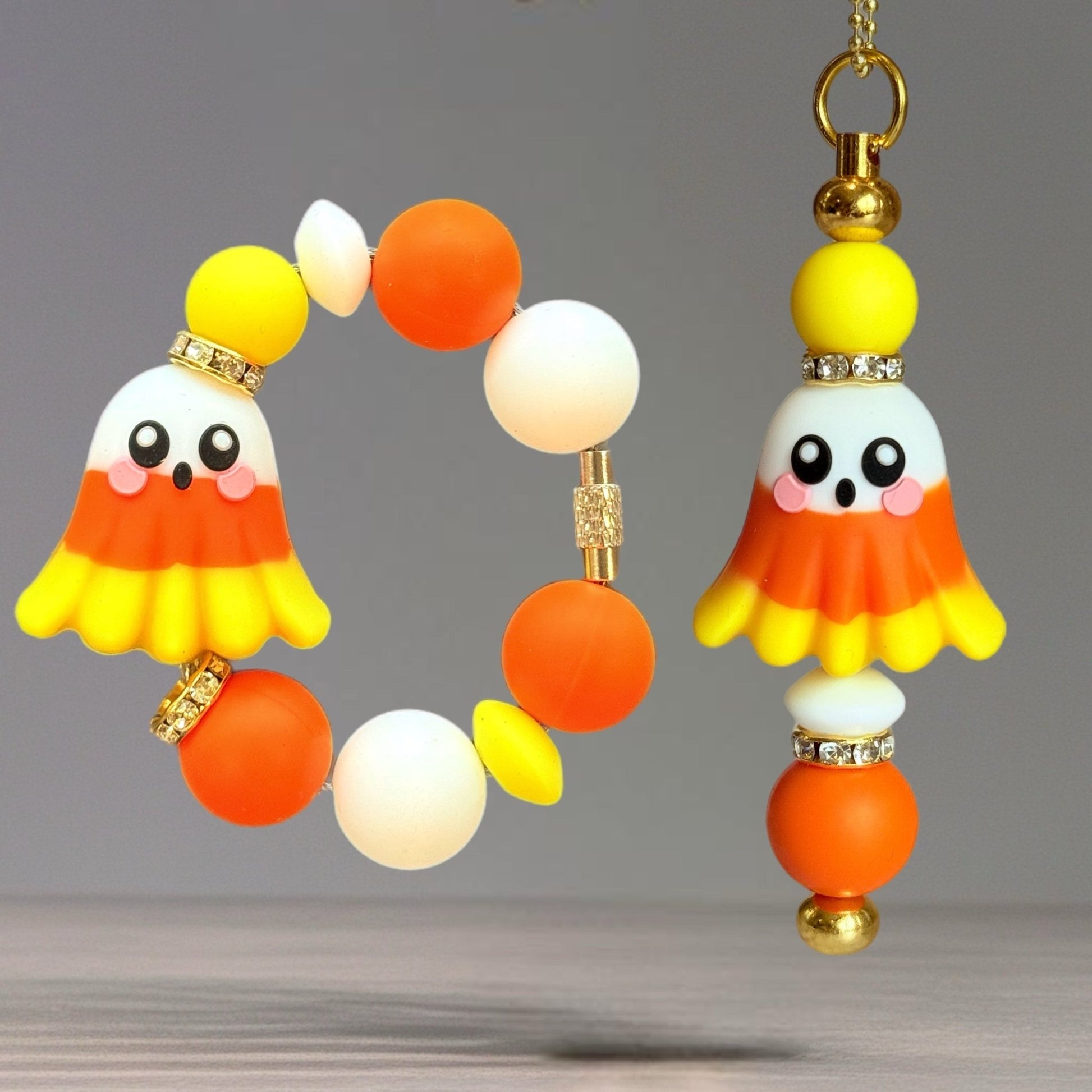 Candy Corn Ghost Charm - Tumbler Handle Charm - The Nifty Little Finds - Charm - The Nifty Little Finds
