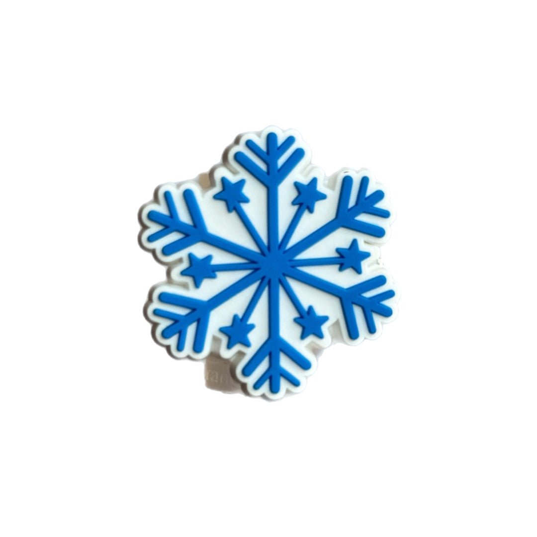 Snowflake Winter Straw Topper- Blue White - The Nifty Little Finds - The Nifty Little Finds