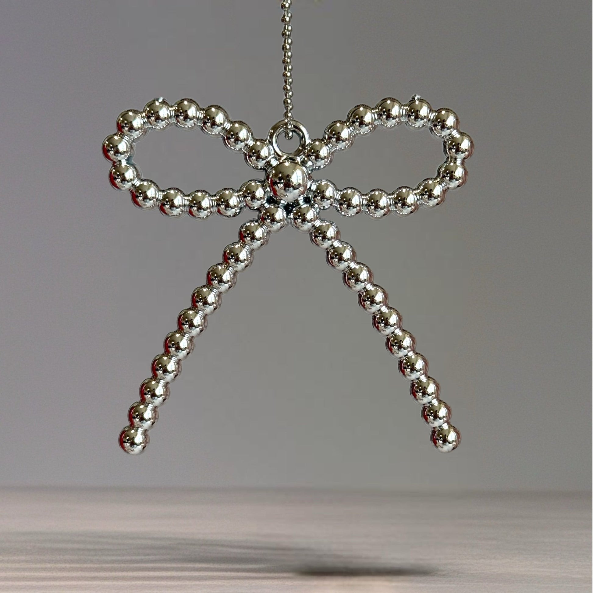 Silver Beaded Bow Charm - Tumbler Handle Charm - The Nifty Little Finds - Charm - The Nifty Little Finds