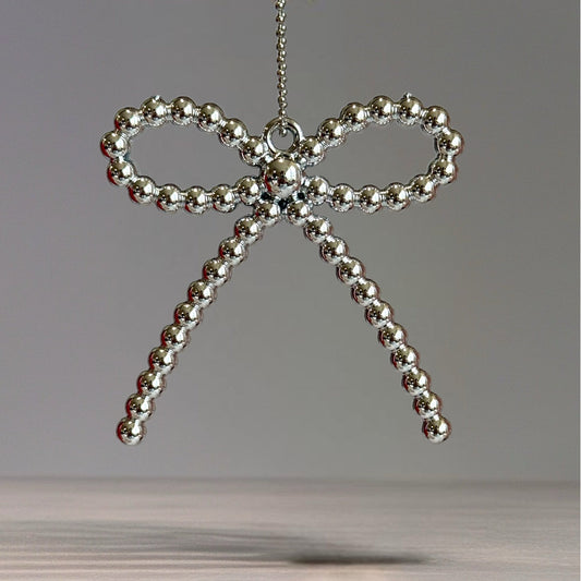 Silver Beaded Bow Charm - Tumbler Handle Charm - The Nifty Little Finds - Charm - The Nifty Little Finds