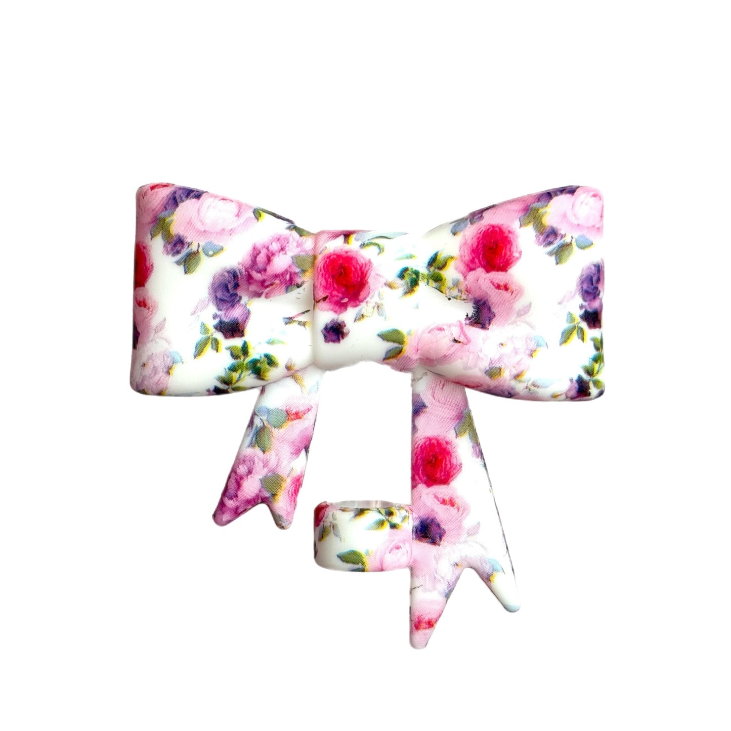 Rosy Floral 3D Bow Straw Topper *Hydroprinted* - The Nifty Little Finds - 3D Bow Straw Topper - The Nifty Little Finds
