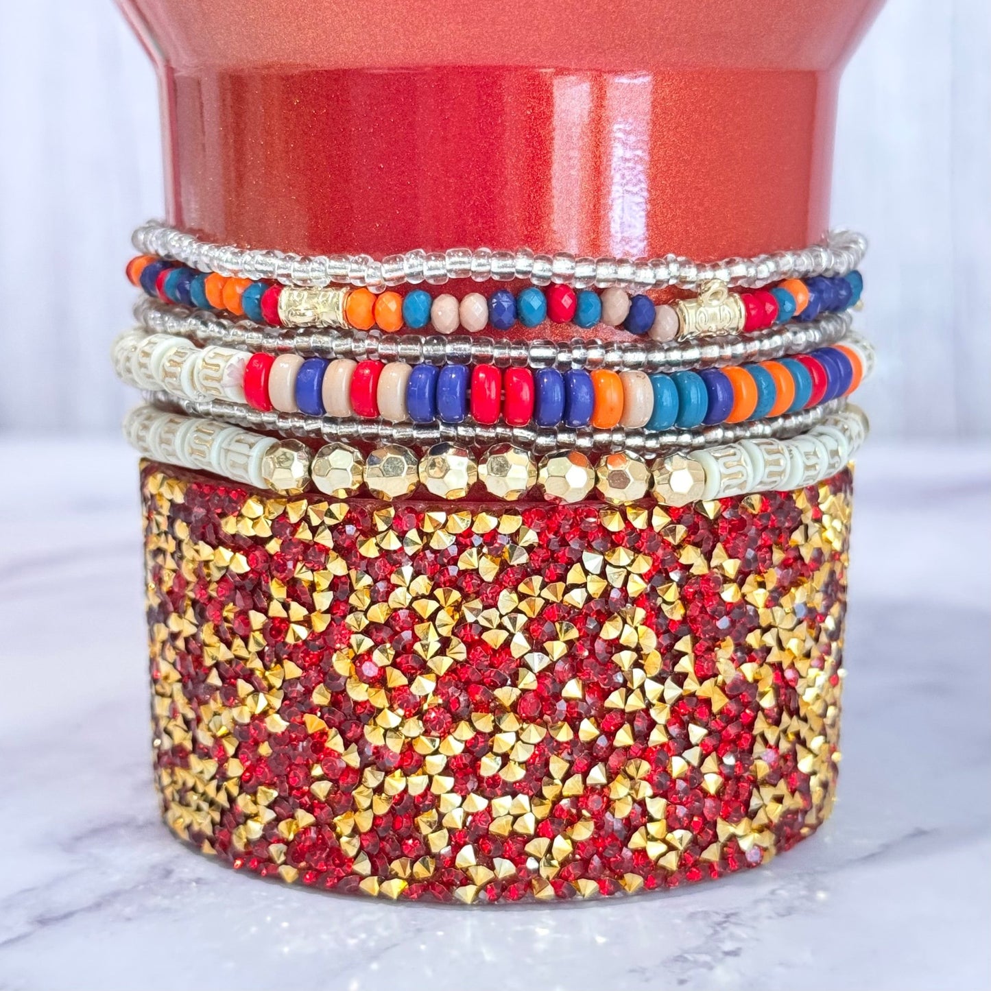 Rainbow & Gold Tumbler Bracelet Stack -fits 30-40oz - The Nifty Little Finds - Bracelet - The Nifty Little Finds