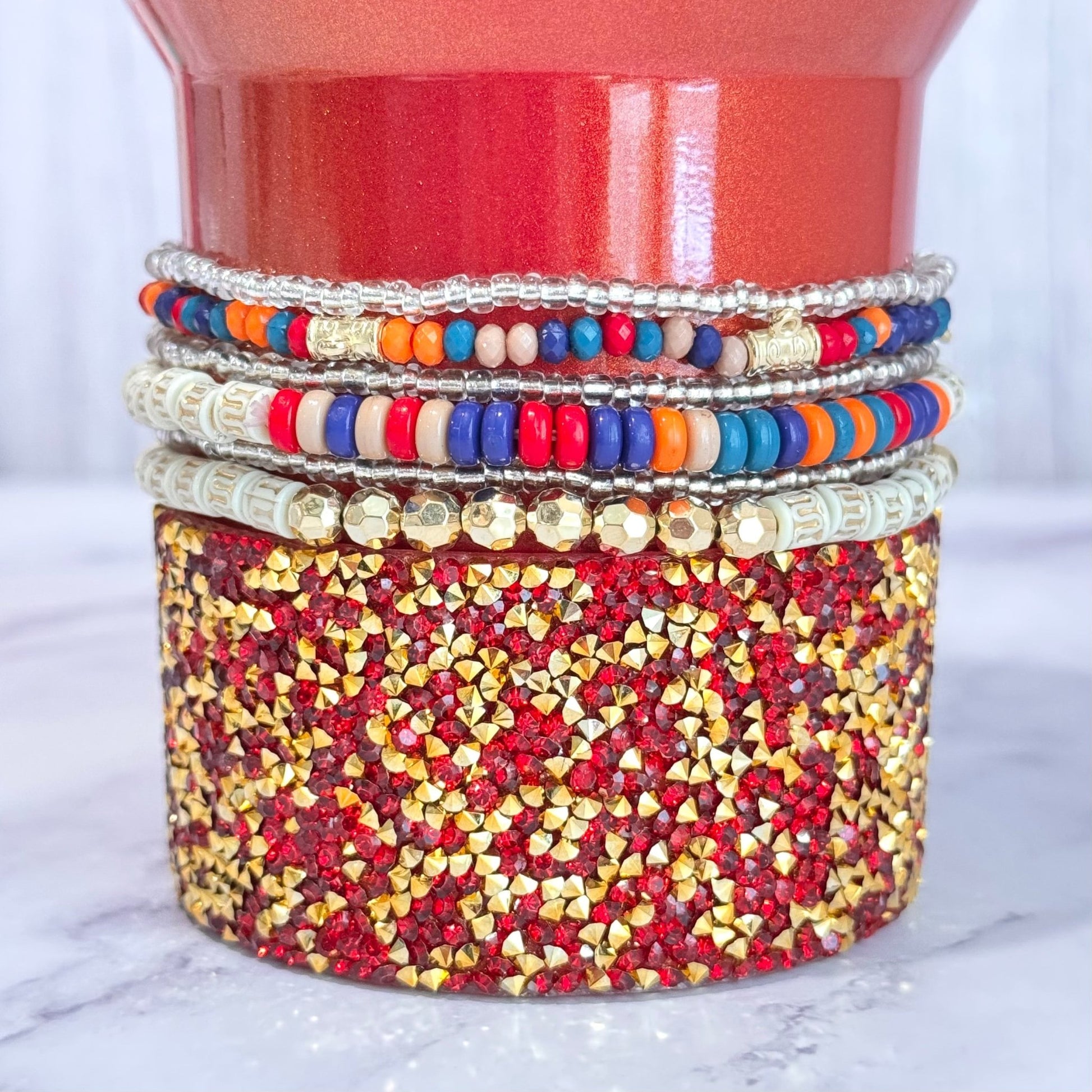 Rainbow & Gold Tumbler Bracelet Stack -fits 30-40oz - The Nifty Little Finds - Bracelet - The Nifty Little Finds