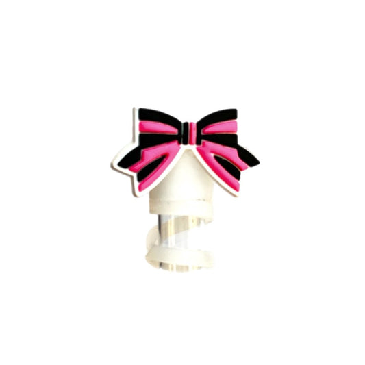 Pink & Black Bow Straw Topper - The Nifty Little Finds - The Nifty Little Finds