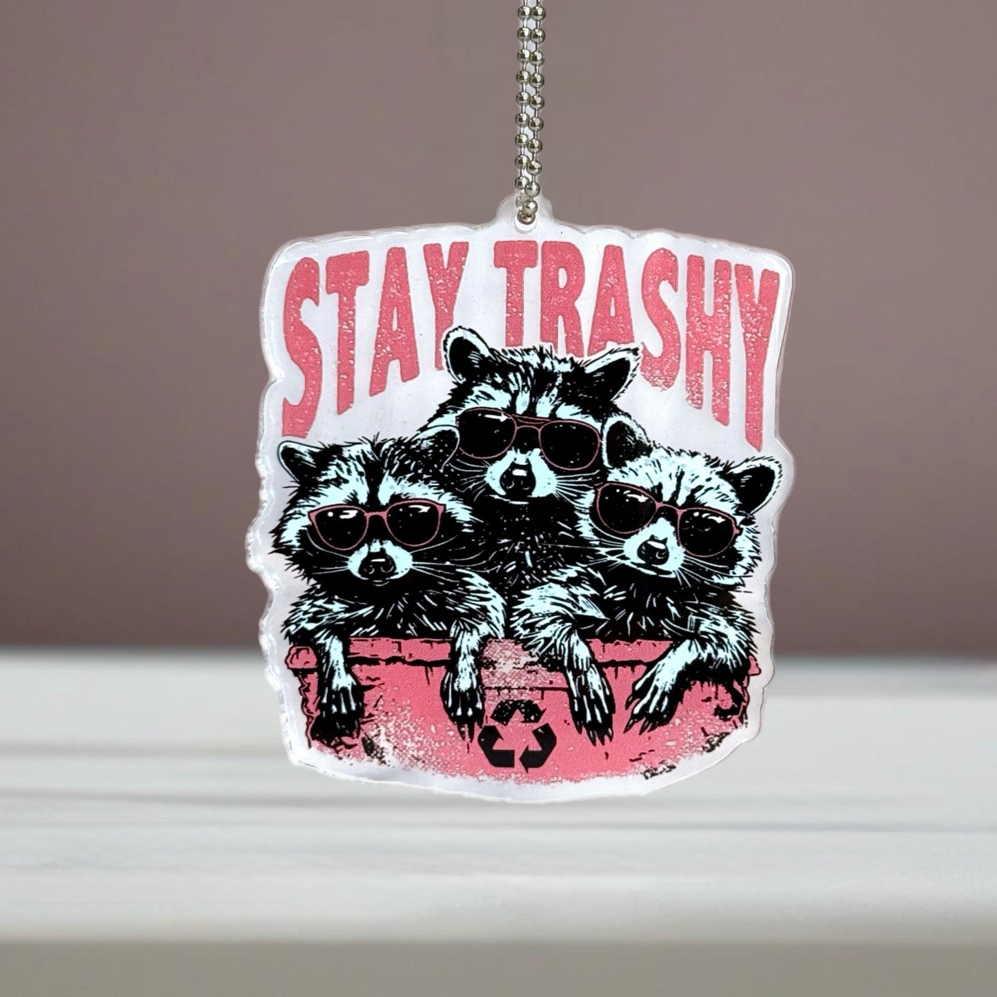 Large Stay Trashy Raccoon- Tumbler Handle Charm - The Nifty Little Finds - Charm - The Nifty Little Finds