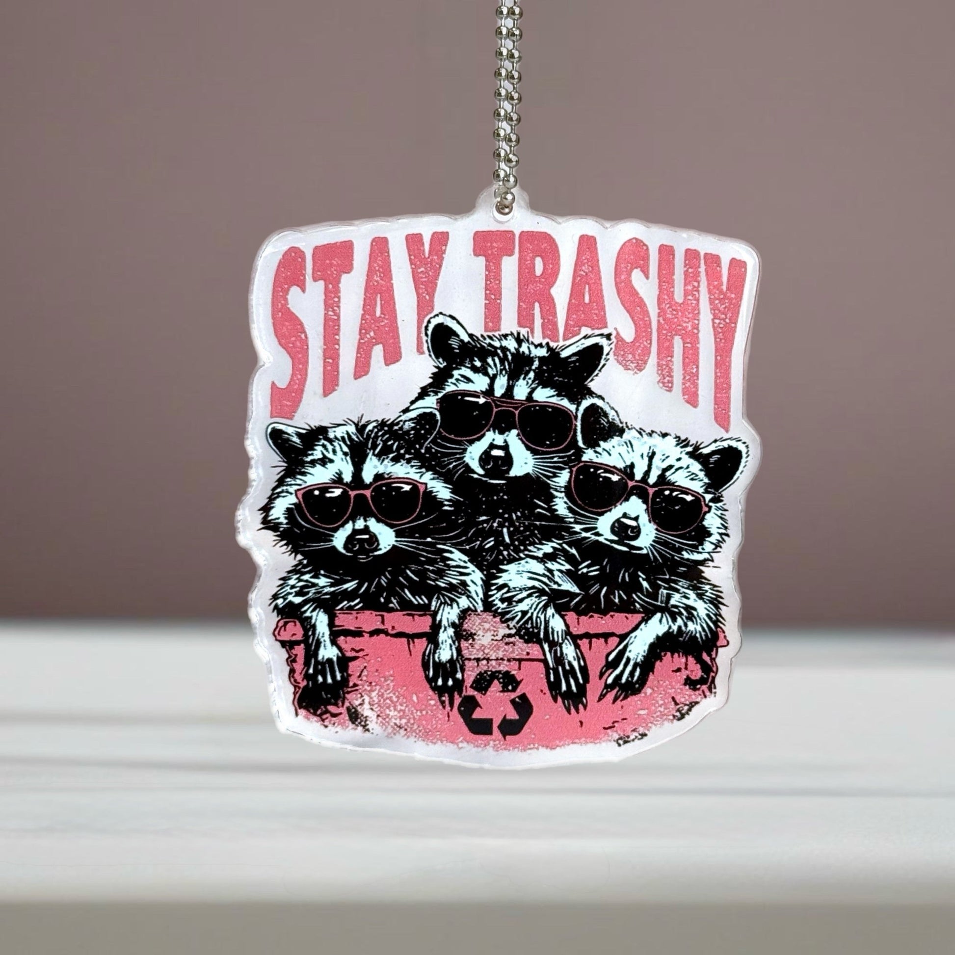 Large Stay Trashy Raccoon- Tumbler Handle Charm - The Nifty Little Finds - Charm - The Nifty Little Finds