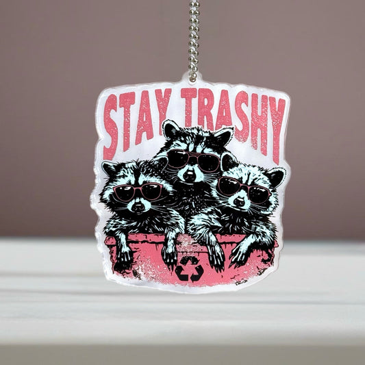 Large Stay Trashy Raccoon- Tumbler Handle Charm - The Nifty Little Finds - Charm - The Nifty Little Finds