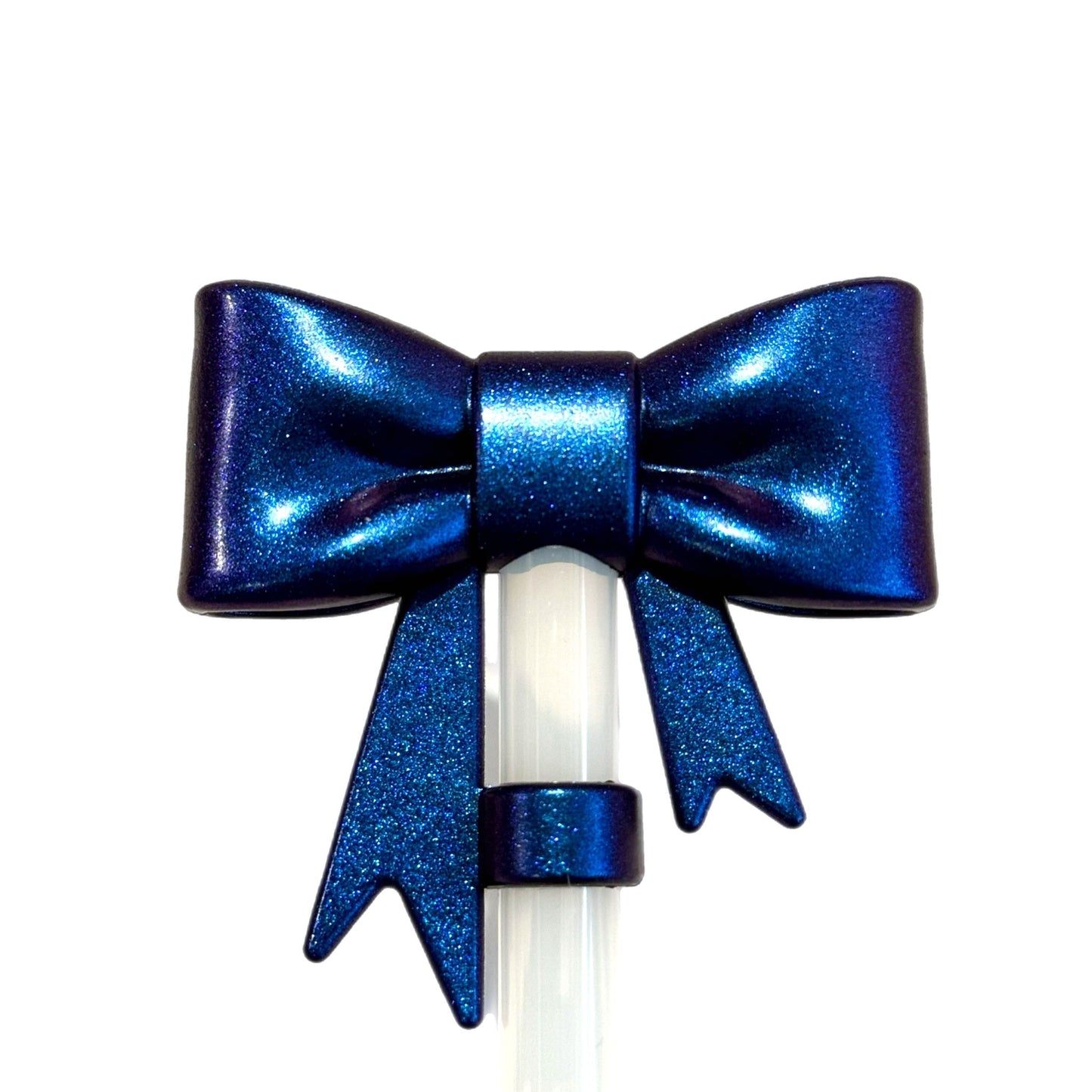 Blue Metallic 3D Bow Straw Topper - The Nifty Little Finds - 3D Bow Straw Topper - The Nifty Little Finds