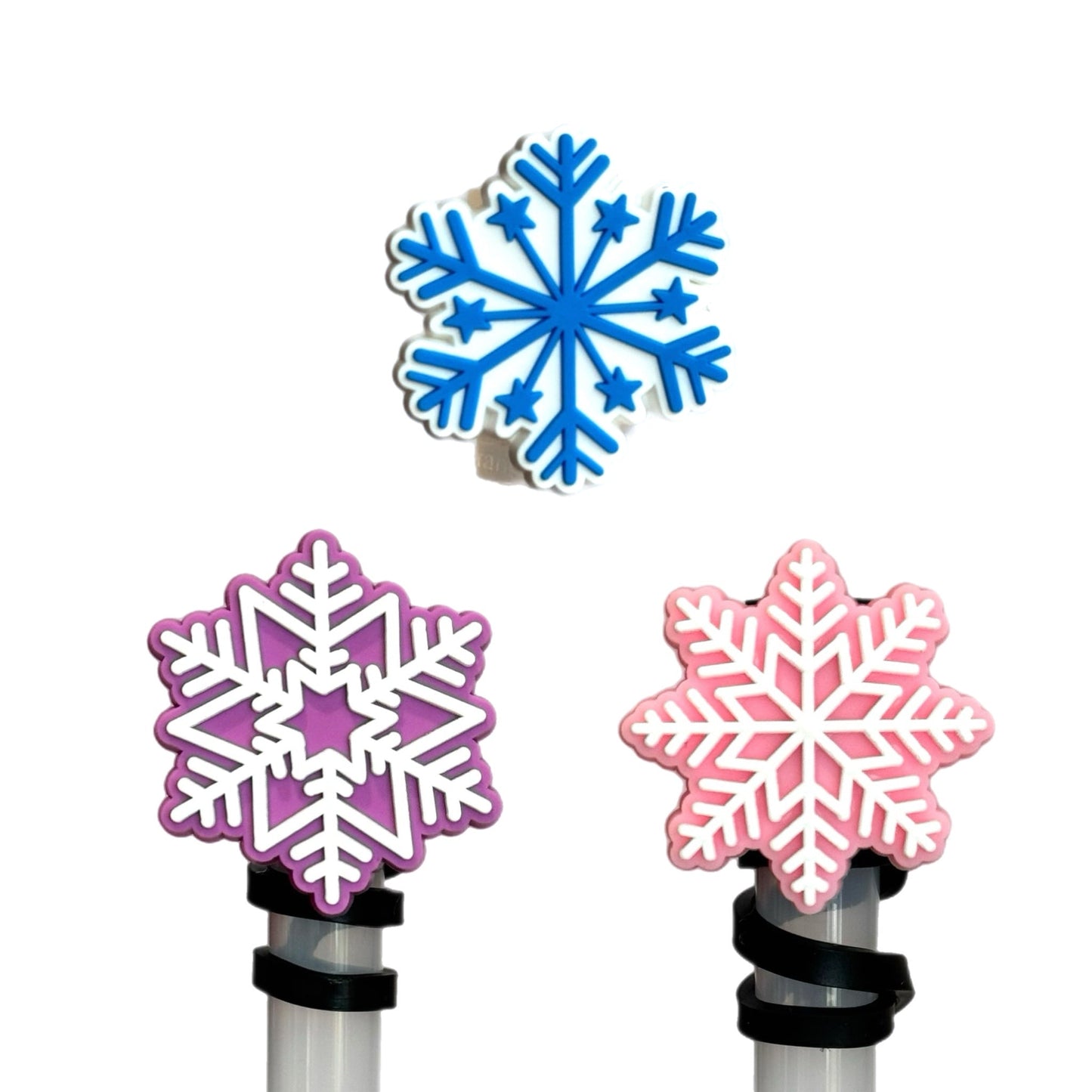 Snowflake Winter Straw Topper- Blue White - The Nifty Little Finds - The Nifty Little Finds