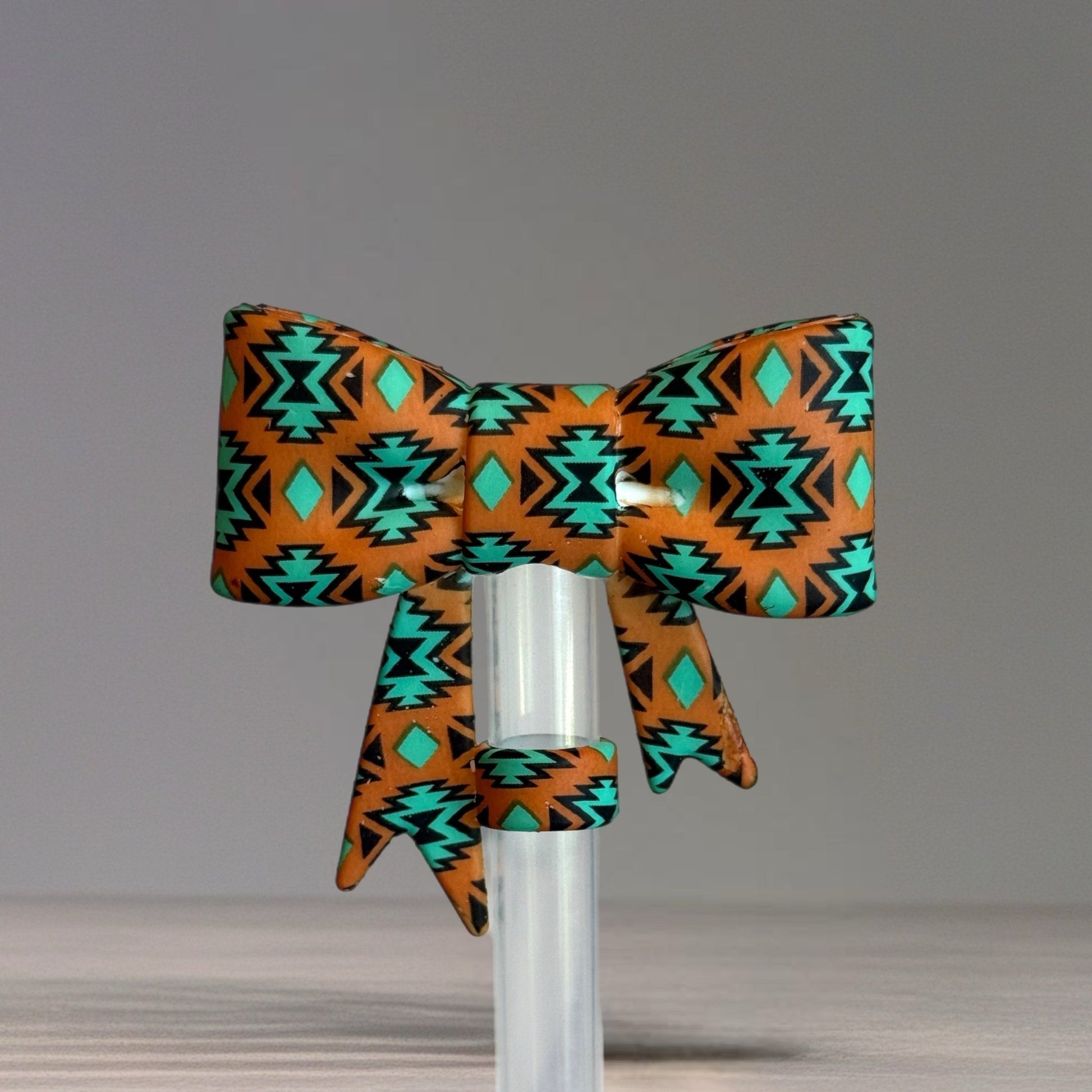 Rust Aztec 3D Bow Straw Topper - The Nifty Little Finds - 3D Bow Straw Topper - The Nifty Little Finds