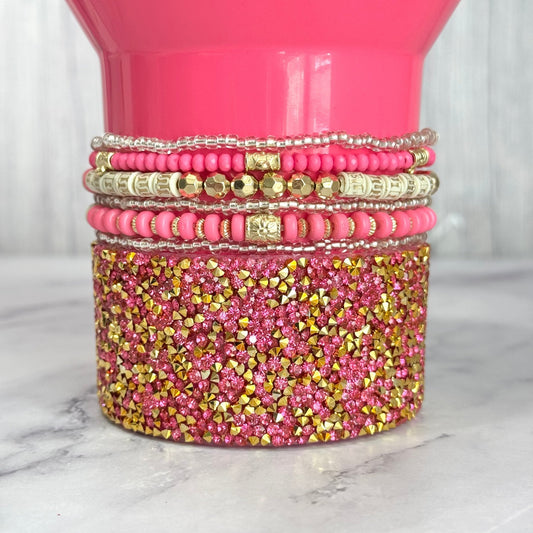 Pink & Gold Tumbler Bracelet Stack -fits 30-40oz - The Nifty Little Finds - Bracelet - The Nifty Little Finds