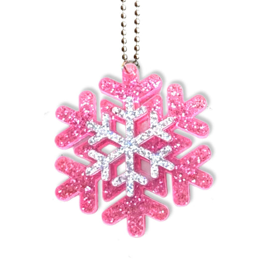 Pink Glitter Snowflake Charm - Tumbler Handle Charm - The Nifty Little Finds - Charm - The Nifty Little Finds