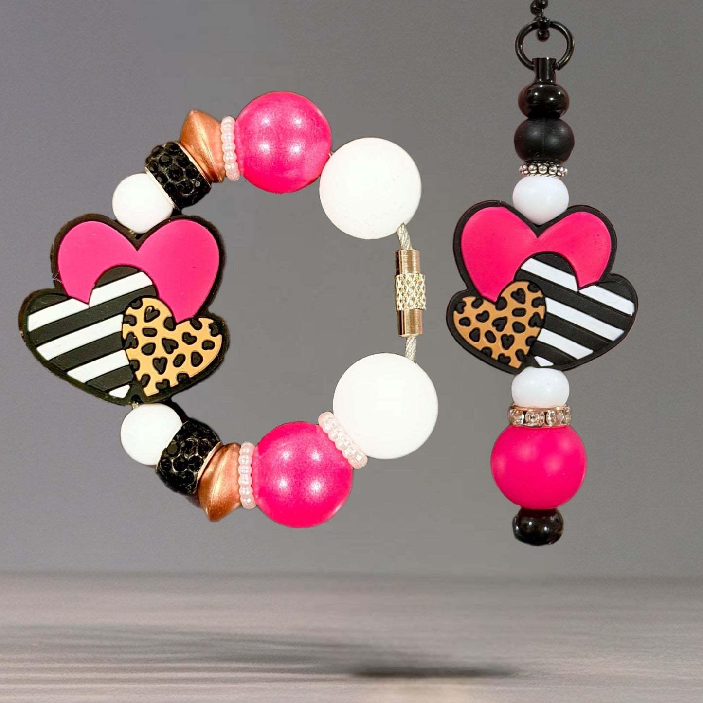 Cheetah Hearts Charm - Tumbler Handle Charm - The Nifty Little Finds - Charm - The Nifty Little Finds