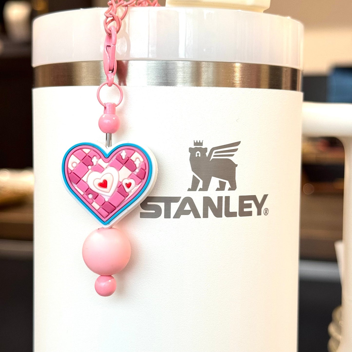Patchwork Heart Bar Charm - Tumbler Handle Charm - The Nifty Little Finds - Charm - The Nifty Little Finds