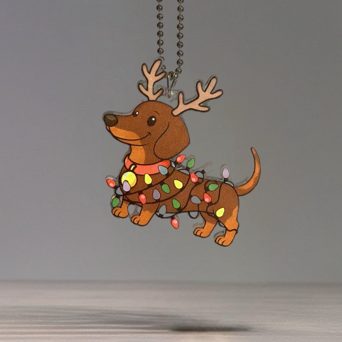 Festive Weiner Dog Christmas Charm - Tumbler Handle Charm - The Nifty Little Finds - Charm - The Nifty Little Finds