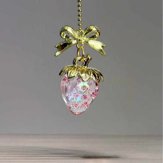 Clear Pink Strawberry Charm - Tumbler Handle Charm - The Nifty Little Finds - Charm - The Nifty Little Finds