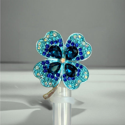 Blue Bling Clover Straw Topper - The Nifty Little Finds - Deluxe Straw Topper - The Nifty Little Finds