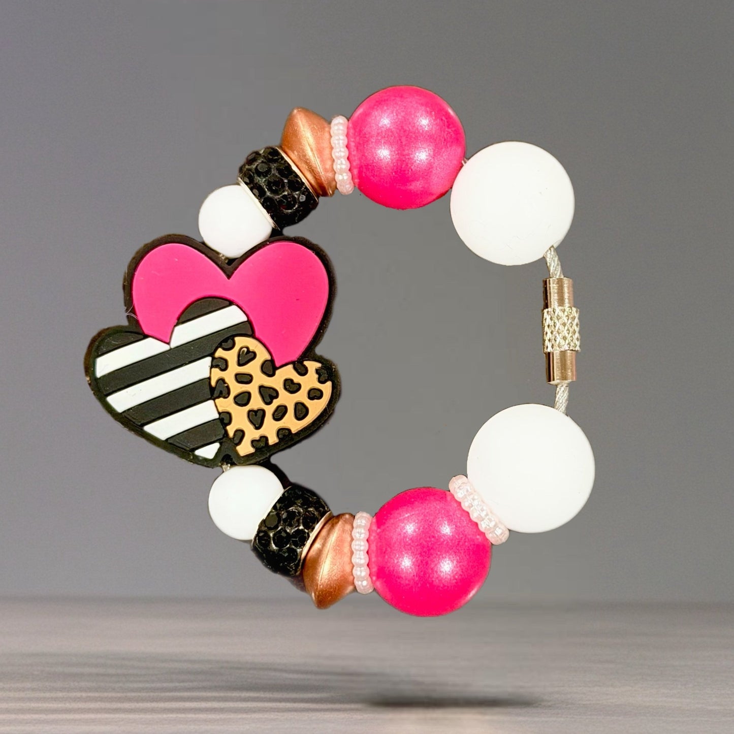 Cheetah Hearts Charm - Tumbler Handle Charm - The Nifty Little Finds - Charm - The Nifty Little Finds