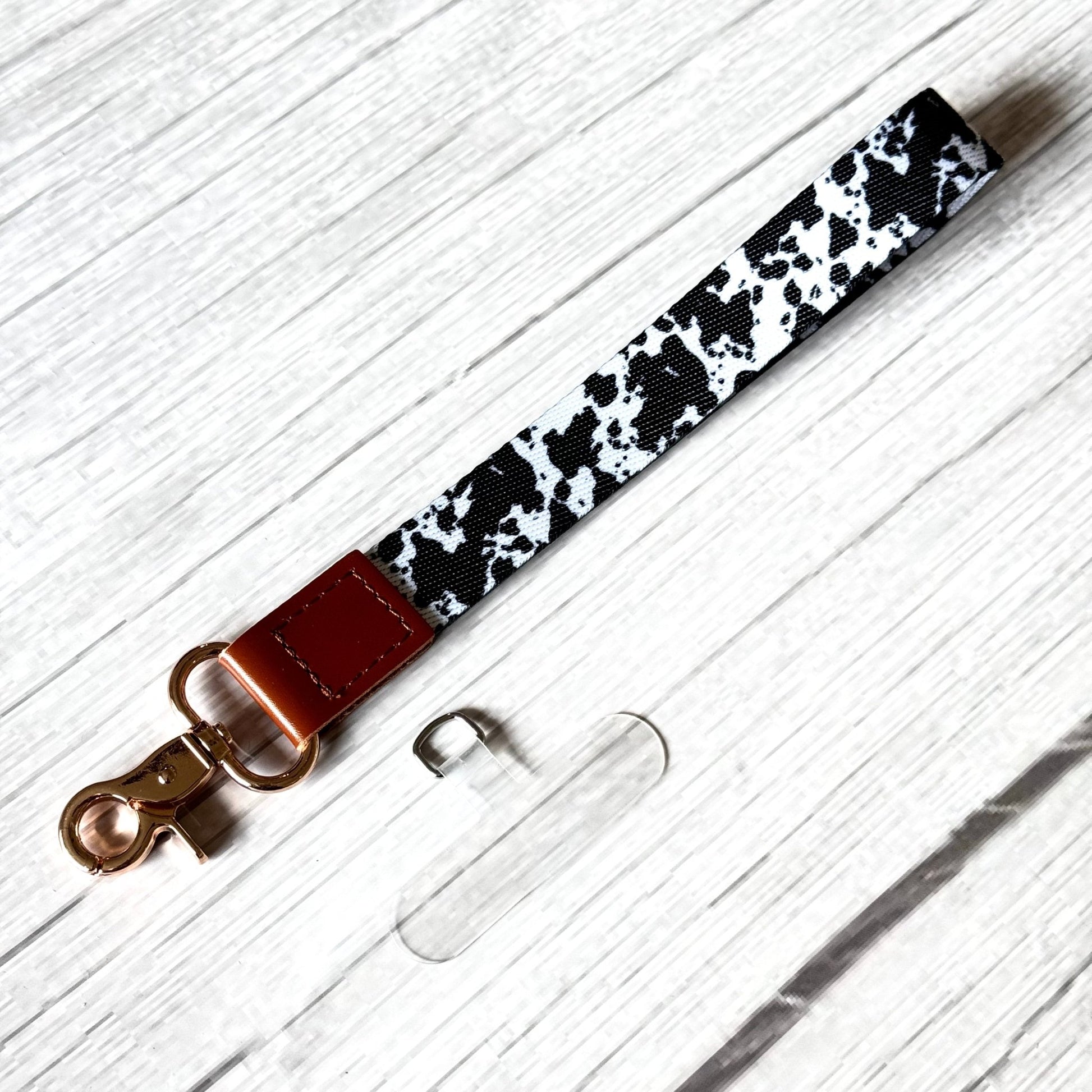 Phone Wrist Strap Keychain with Tether Tab - COW PRINT - The Nifty Little Finds - PHONE ACCESSORY - The Nifty Little Finds