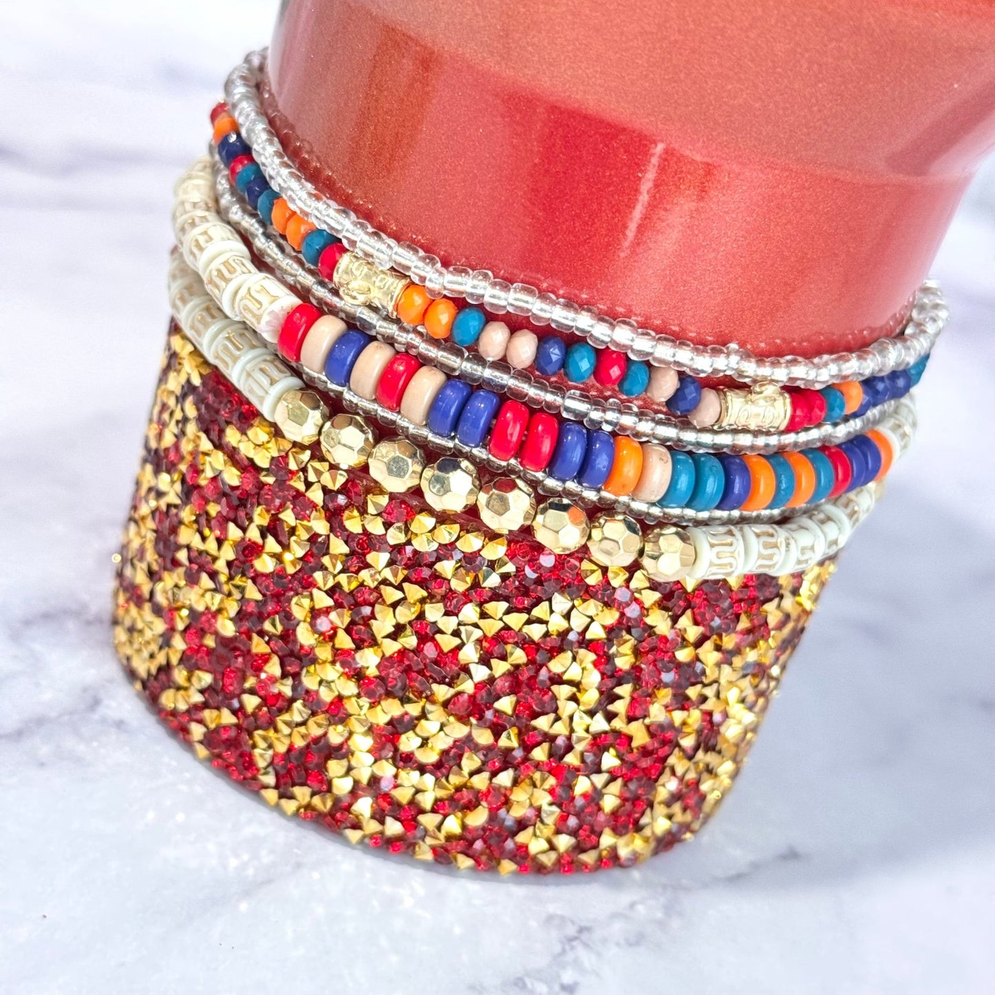 Rainbow & Gold Tumbler Bracelet Stack -fits 30-40oz - The Nifty Little Finds - Bracelet - The Nifty Little Finds