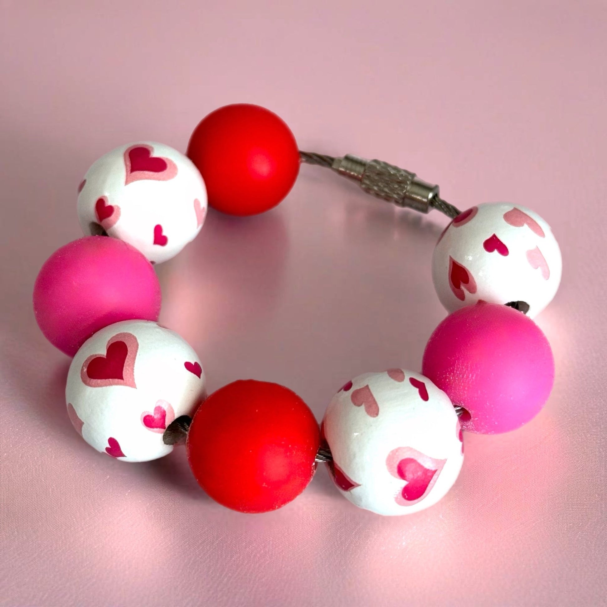 Hearts Pink & Red Handle Bracelet - Tumbler Handle Charm - The Nifty Little Finds - Charm - The Nifty Little Finds