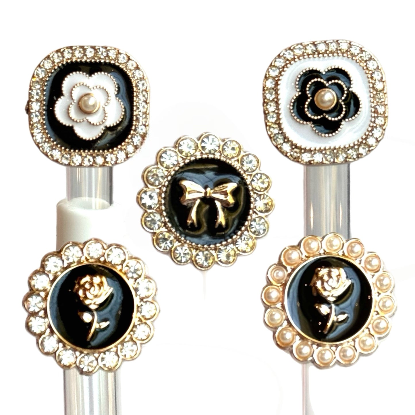 PEARL & DIAMONDS STRAW TOPPER - Tumbler Handle Charm - The Nifty Little Finds - Charm - The Nifty Little Finds
