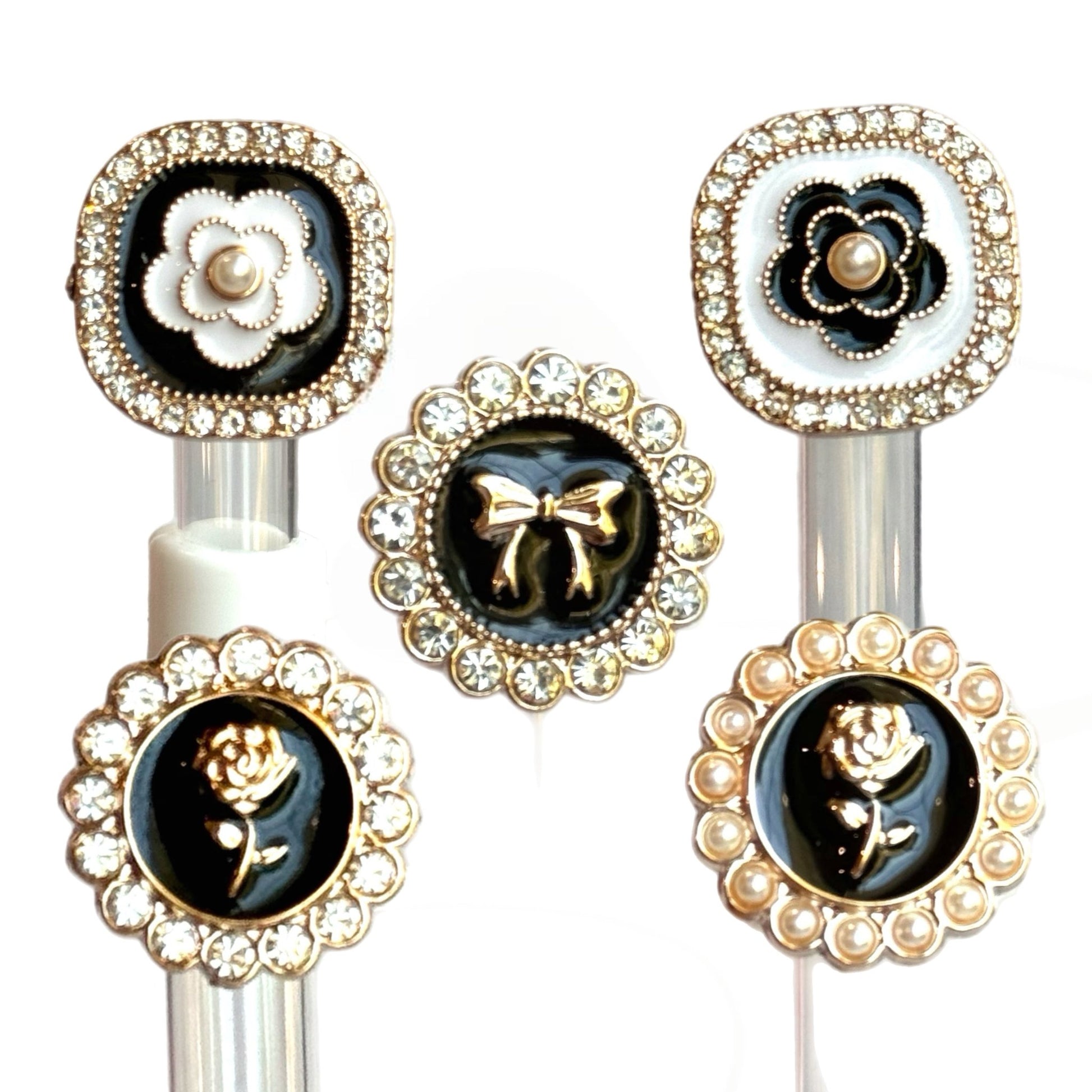 PEARL & DIAMONDS STRAW TOPPER - Tumbler Handle Charm - The Nifty Little Finds - Charm - The Nifty Little Finds