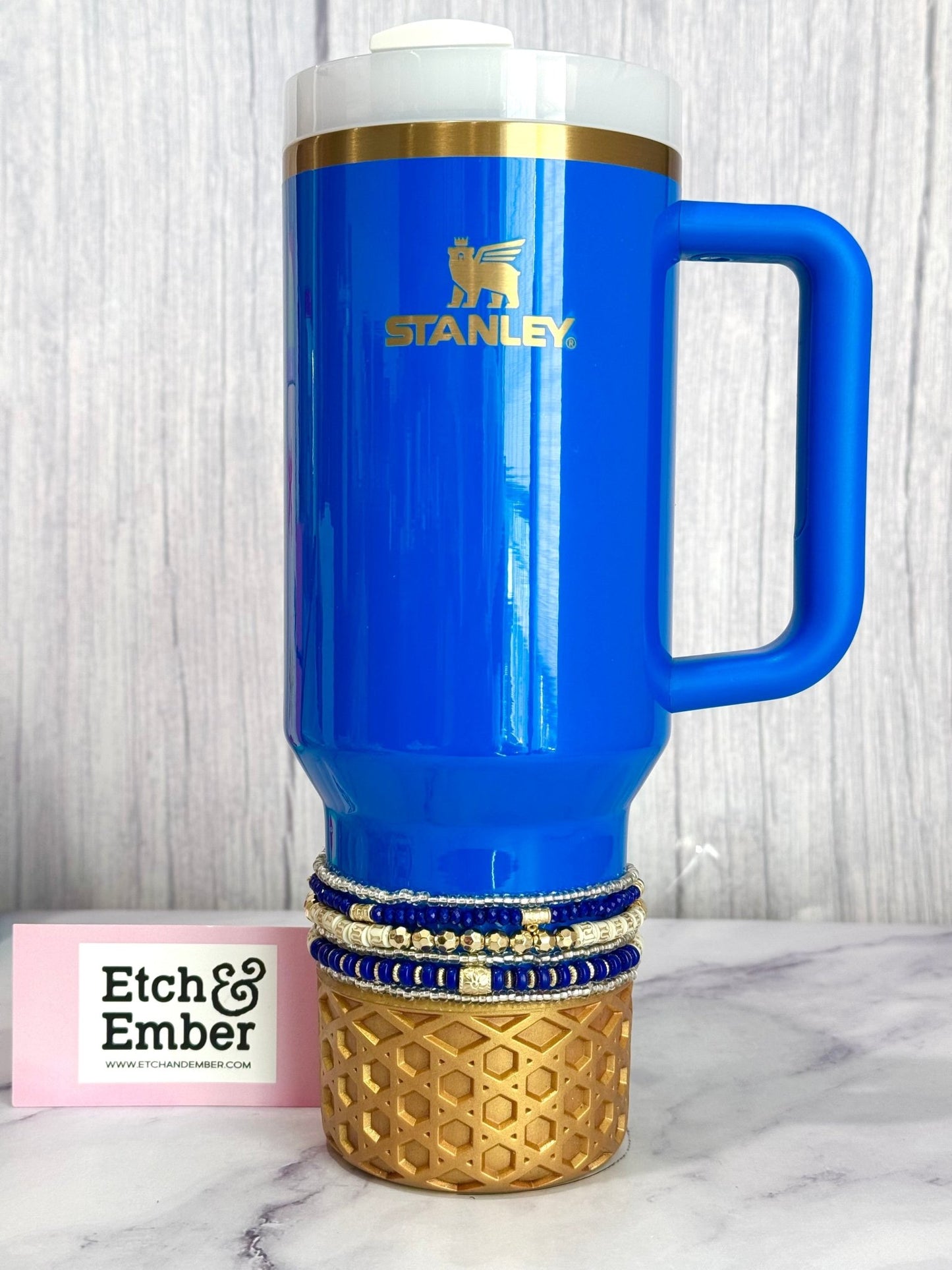 Blue & Gold Tumbler Bracelet Stack -fits 30-40oz - The Nifty Little Finds - Bracelet - The Nifty Little Finds