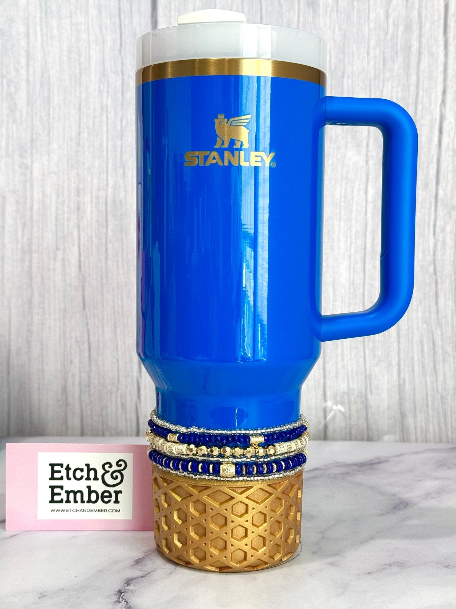 Blue & Gold Tumbler Bracelet Stack -fits 30-40oz - The Nifty Little Finds - Bracelet - The Nifty Little Finds