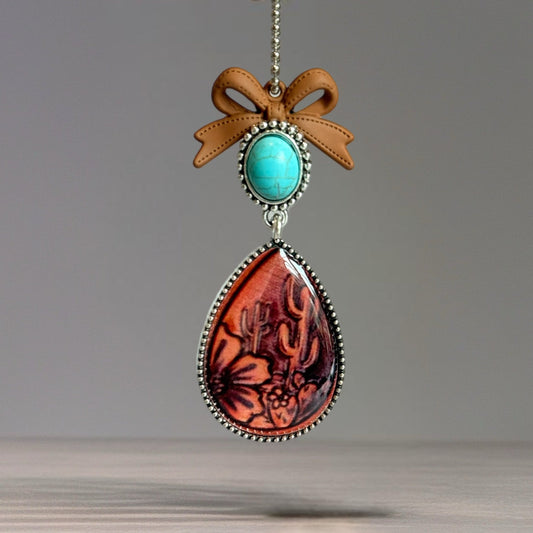Tooled Turquoise Charm - Tumbler Handle Charm - The Nifty Little Finds - Charm - The Nifty Little Finds