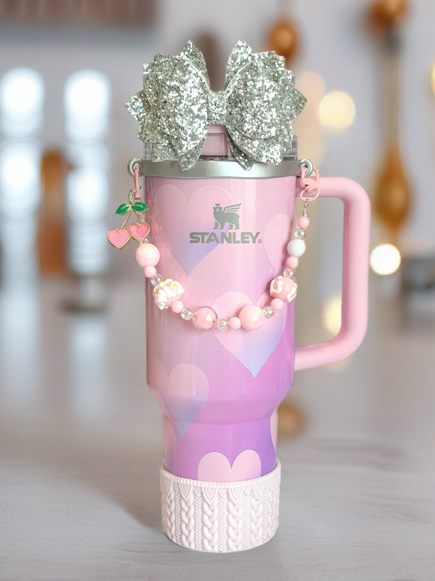 Pink Velvet Cherry Deluxe Tumbler Charm Necklace - The Nifty Little Finds - Necklace - The Nifty Little Finds