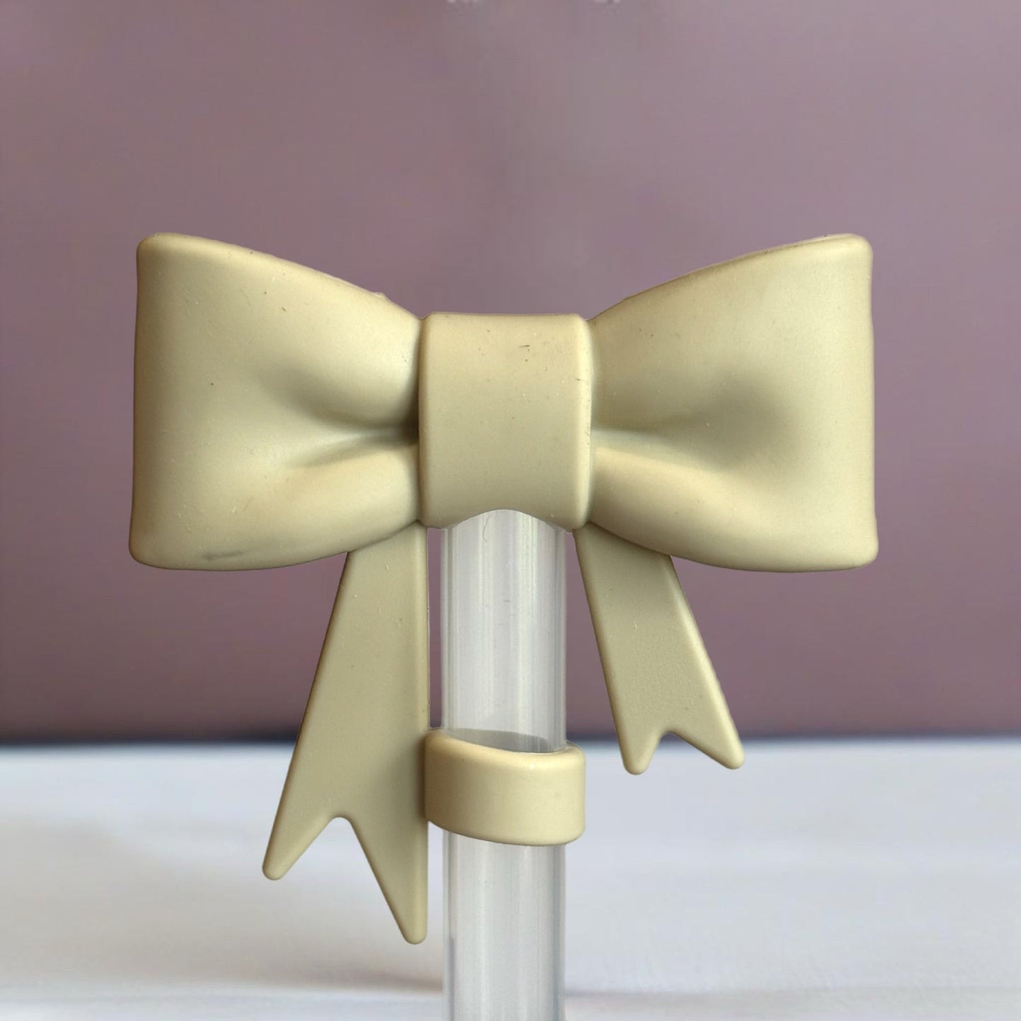 Taupe 3D Bow Straw Topper - The Nifty Little Finds - 3D Bow Straw Topper - The Nifty Little Finds