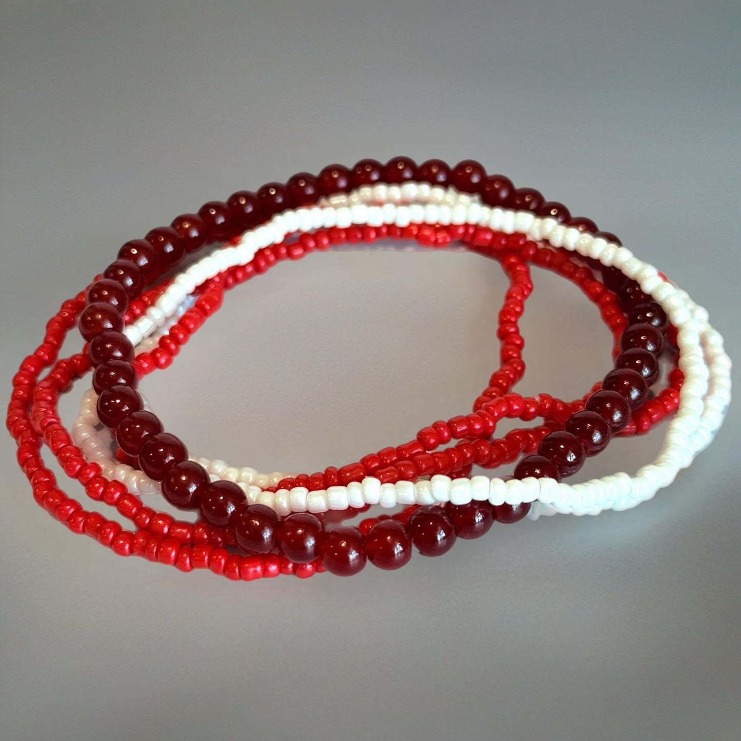 Red & White Tumbler Bracelet Stack - The Nifty Little Finds - Bracelet - The Nifty Little Finds