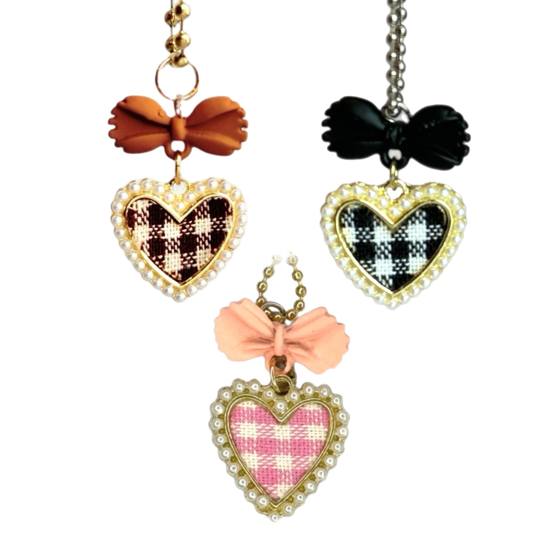 Pearl Heart Plaid - Tumbler Handle Charms - The Nifty Little Finds - Charm - The Nifty Little Finds