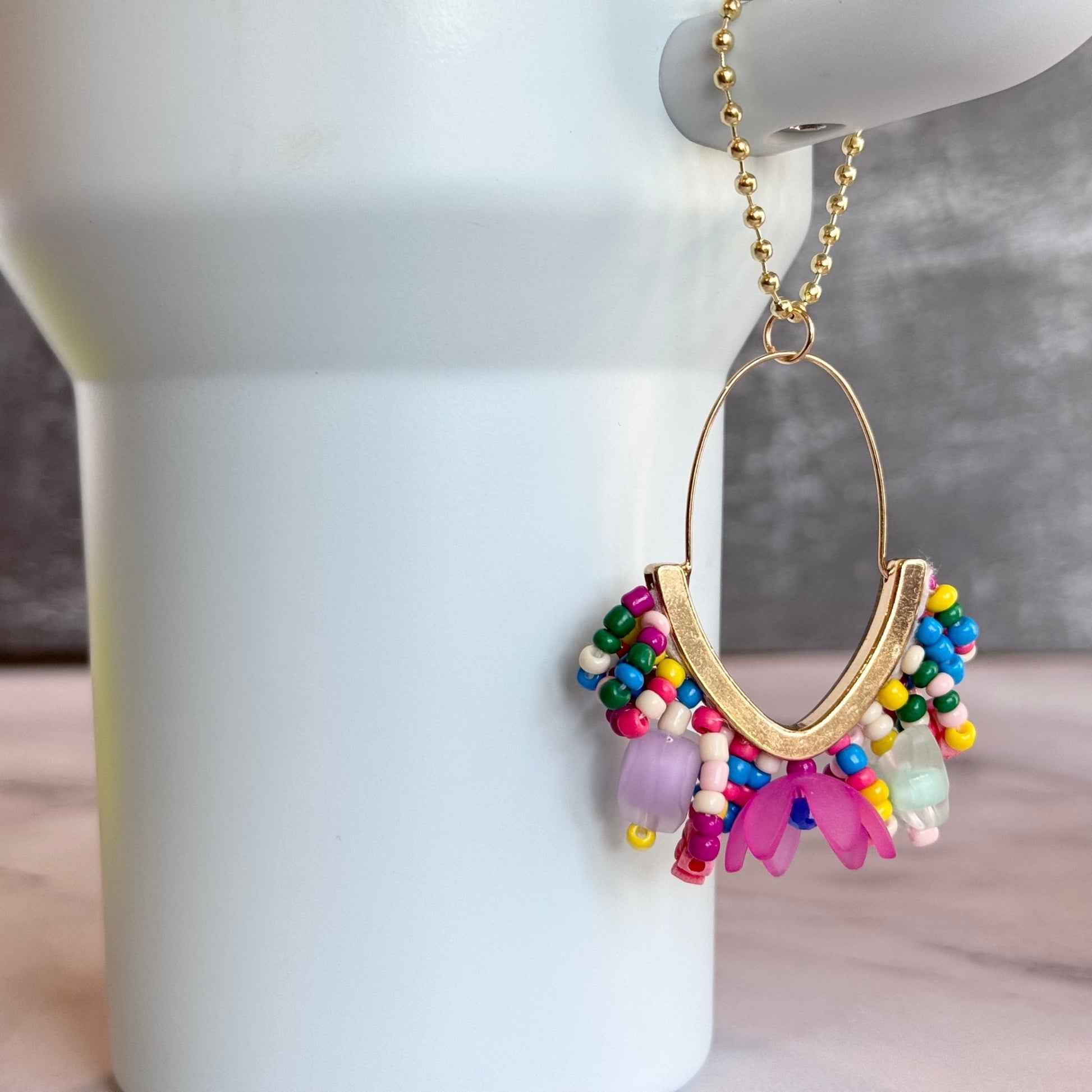 FLORAL SEED BEAD Charm - Tumbler Handle Charm - The Nifty Little Finds - Charm - The Nifty Little Finds