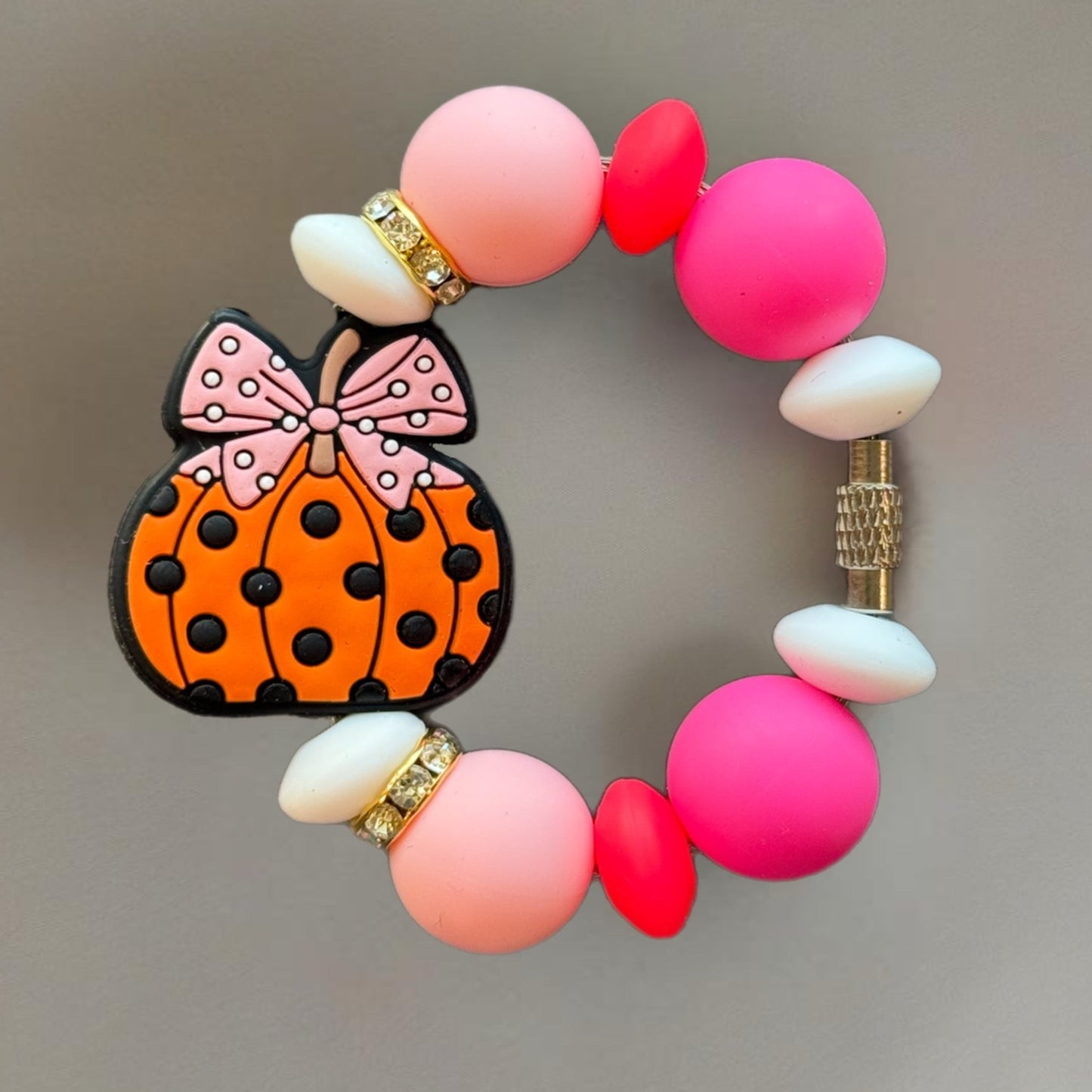 Pink Polka Dot Pumpkin Charm - Tumbler Handle Charm - The Nifty Little Finds - Charm - The Nifty Little Finds