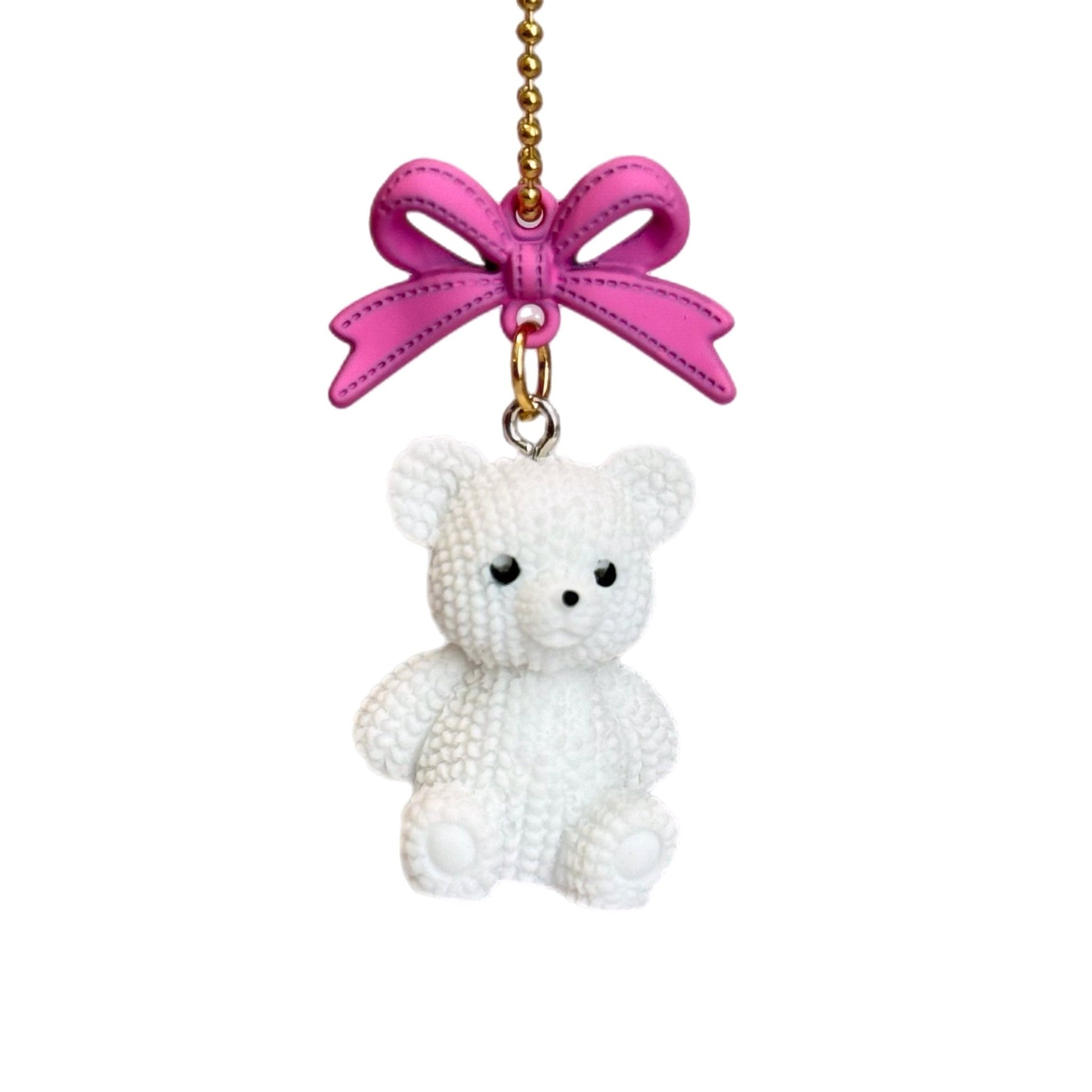 Coquette White Teddy Bear Charm - Tumbler Handle Charm - The Nifty Little Finds - Charm - The Nifty Little Finds