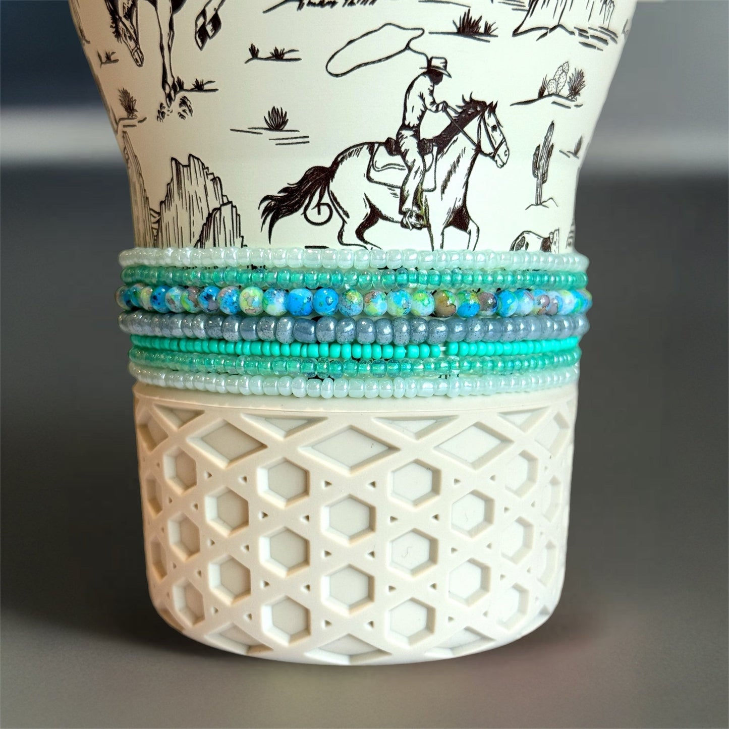 Turquoise Trails Tumbler Bracelet Stack - The Nifty Little Finds - Bracelet - The Nifty Little Finds