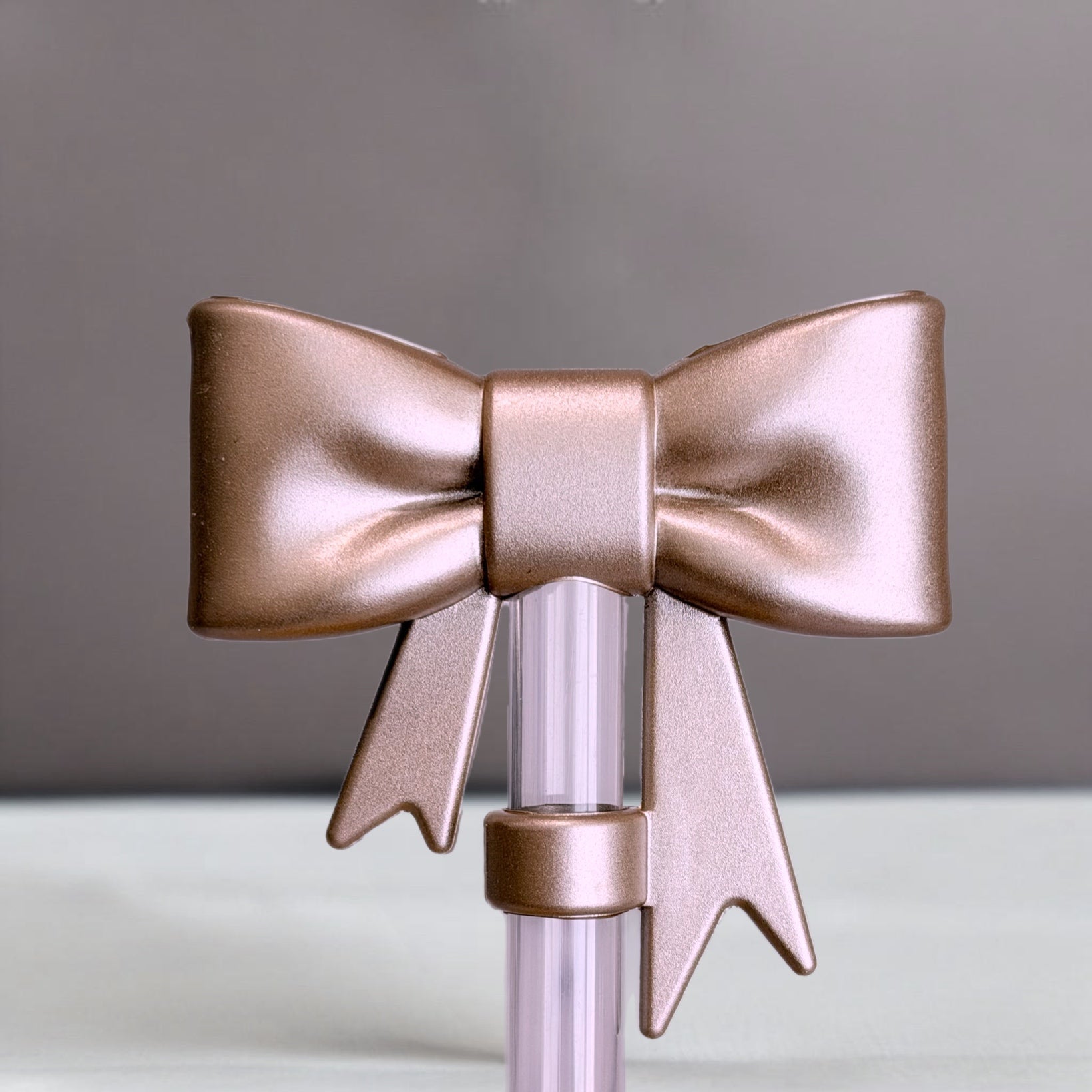Rose Gold Metallic 3D Bow Straw Topper - The Nifty Little Finds - 3D Bow Straw Topper - The Nifty Little Finds