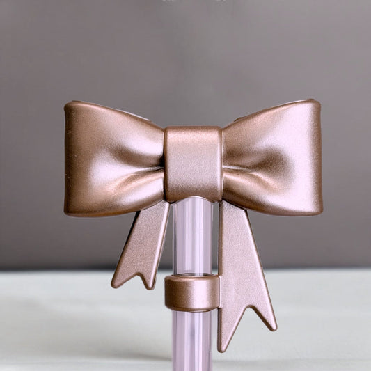 Rose Gold Metallic 3D Bow Straw Topper - The Nifty Little Finds - 3D Bow Straw Topper - The Nifty Little Finds