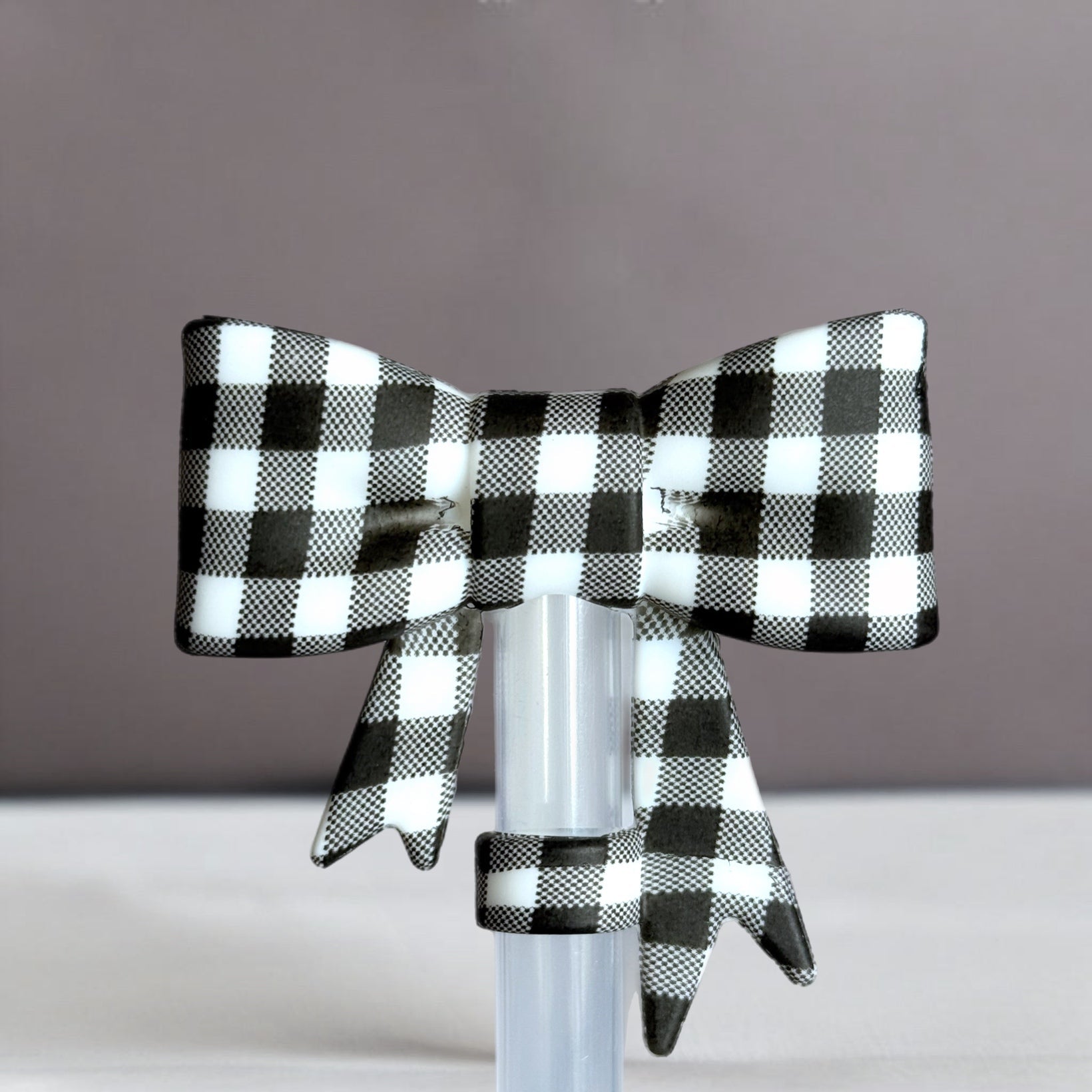 Buffalo Plaid 3D Bow Straw Topper - The Nifty Little Finds - 3D Bow Straw Topper - The Nifty Little Finds