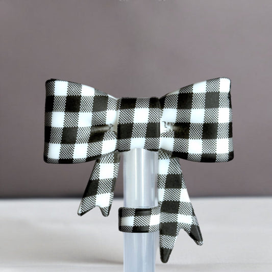 Buffalo Plaid 3D Bow Straw Topper - The Nifty Little Finds - 3D Bow Straw Topper - The Nifty Little Finds
