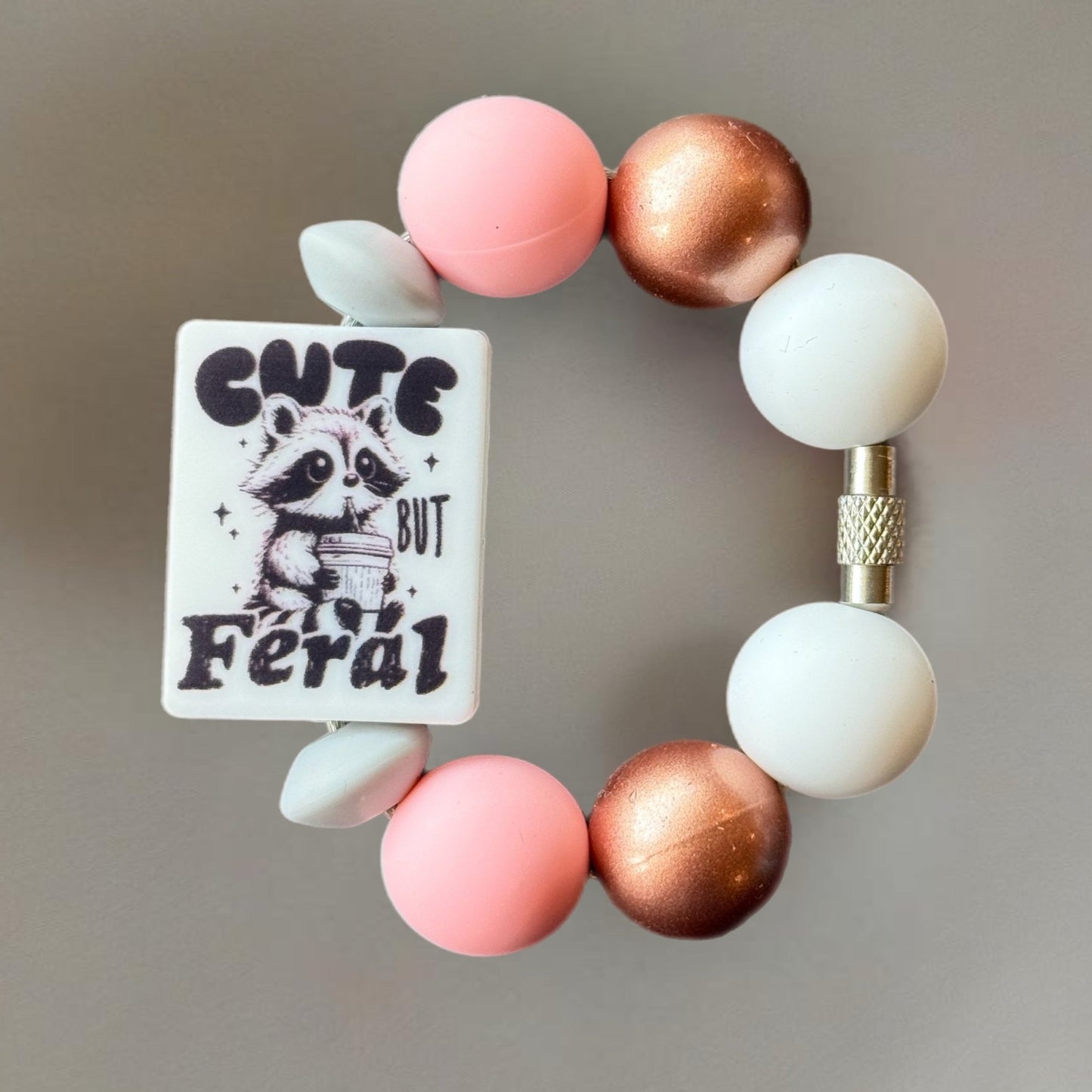 Cute But Feral Pink Handle Bracelet - Tumbler Handle Charm - The Nifty Little Finds - Charm - The Nifty Little Finds