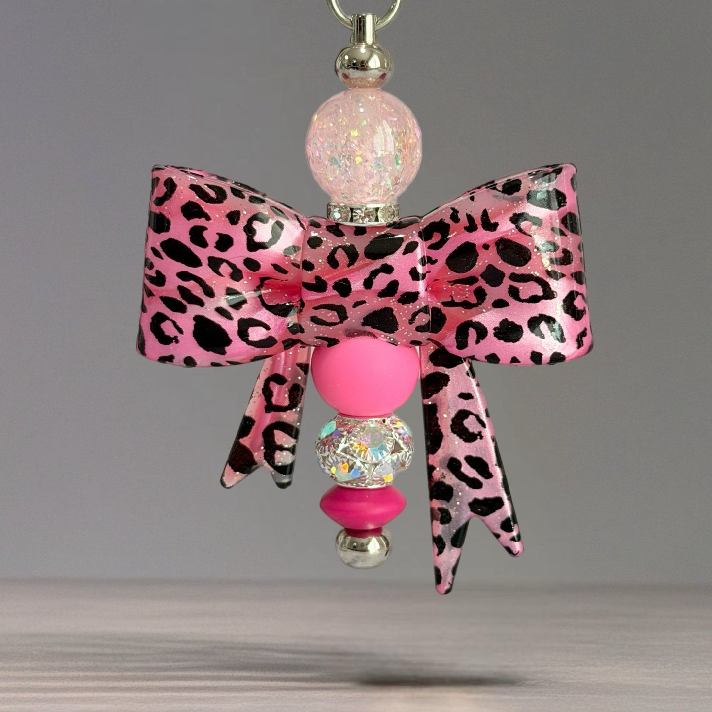 Hot Pink Leopard 3d Bow Charm - Tumbler Handle Charm - The Nifty Little Finds - Charm - The Nifty Little Finds