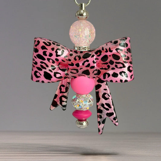Hot Pink Leopard 3d Bow Charm - Tumbler Handle Charm - The Nifty Little Finds - Charm - The Nifty Little Finds