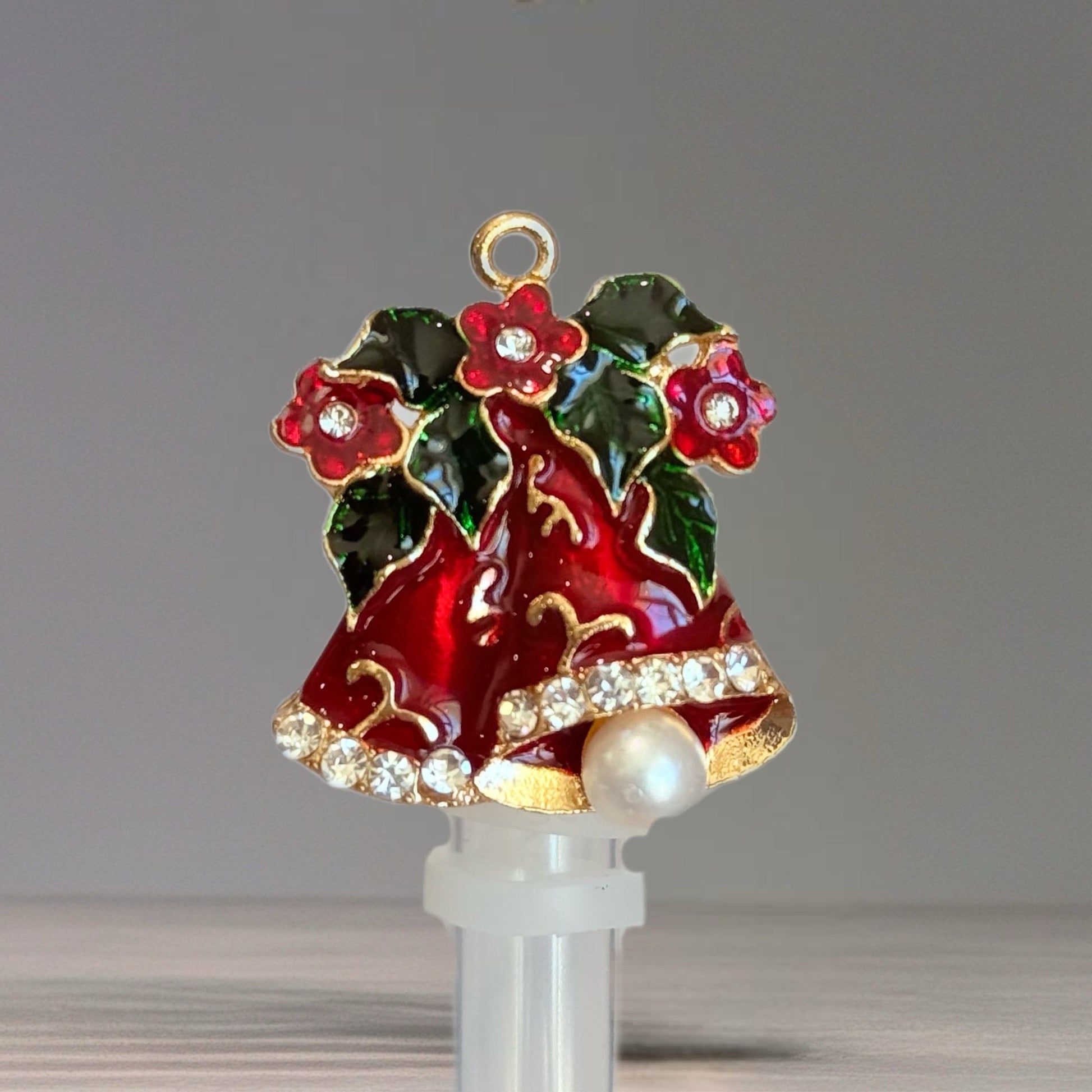 Christmas Bells & Holly Straw Topper - The Nifty Little Finds - Deluxe Straw Topper - The Nifty Little Finds