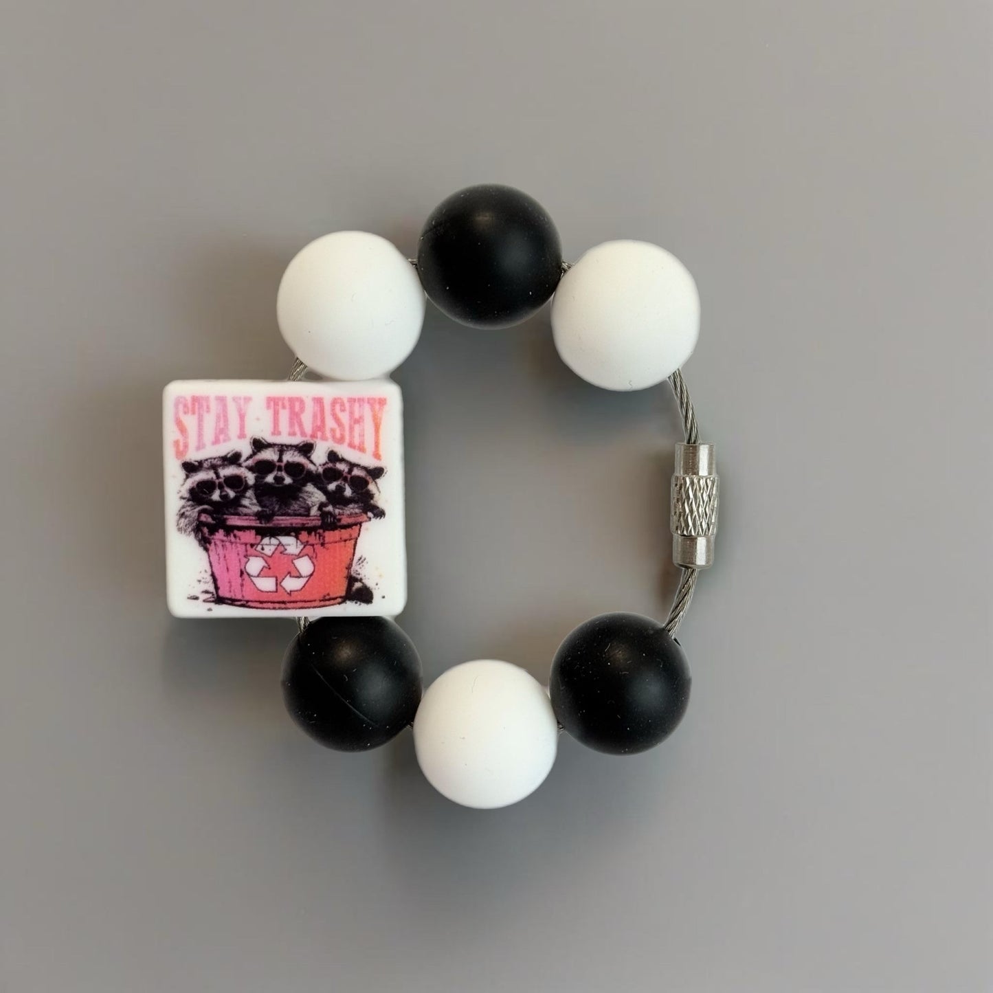 Stay Trashy Raccoon Bracelet - Tumbler Handle Charm - The Nifty Little Finds - Charm - The Nifty Little Finds
